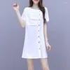 Arbetsklänningar Uhytgf Summer Dress Suit Fashion Two Piece Set Women Mini Löst kläder för enkelbröst 2 stycken 761