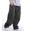 Homens calças de moletom da dança do hip hop calças calças casuais cor de cargo solto de perna larga vestuário masculino2443