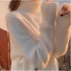 Women's Sweaters 2023 Winter 100% Mink Cashmere Turtleneck Sweater Loose Big Size White Fluffy Pullover Angora Soft JNS306 230811