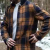 Men's Trench Coats Men Long Coat Fashion Casual Retro Autumn And Winter Plaid Print Lapel Temperament Single-breasted