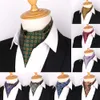 Neckband Jacquard Floral Paisley Men Cashew Tie Wedding Formal Cravat Ascot Scruch Self British Gentleman Polyester Soft Neck Tie Luxury 230811