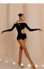 Scenkläder vuxen kvinnors latinska dans långärmad topptävling kostym damer sexig balsal övning