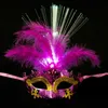 2pcs Venetian Venise Glowing Feather LED Masques Carnival Halloween Masquerade Cosplay Costume Party Fournitures HKD230810