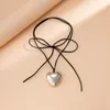 Hänghalsband 2023 Punk Love Heart Halsband för kvinnor mode svart lång repkedja gilrs vintage chocker choker krage