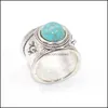 Cluster Rings BK Lots 50 stcs oude Sier Bohemia natuurlijke dennensteen vintage turquoise voor vrouwen mode etnische stam antieke sieraden dhkj6