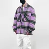 Mens Jackets High Street Retro Pockets Color Block Checkered Lapel Wool Autumn and Winter Thick Casual Windbreaker Loose Coat 230810