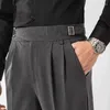 Costumes masculins Pantalons de combinaison de ceinture coréenne Fashion Couleur solide robe décontractée pantalon lâche pantalon droit de longueur de cheville