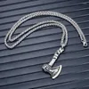 Chains Koaem High Quality Stainless Steel Jewelry Large Chain Necklaces Vintage Celtic Ax Pendant Men's Viking Axe Necklace