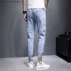 Jeans masculins 2022 Nouveau jean de déchirure serrée masculine Fashion Men's Casual Stretch Cotton Ultra Thin Denim Pantal