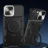 iPhone 15のスライディングレンズカバー携帯電話ケース14 Plus 13 12 11 Pro Max XSMax Xr XS X 7 8 Plus Hybrid PC TPU Drop-Proof Kickstand Designer Phone Caseケース