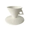 Koppar tefat fast färg kaffekopp retro ins stil ben porslin triangulär kon europeisk keramisk latte och fat set