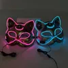 Popular Neon Halloween Half Face Mask With Light LED Luminous Ball Masquerade Mask Light Up Halloween Party Glowing Mask Props HKD230810