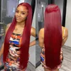 Red Burgundy HD Lace Front Human Hair Wigs Pre Plucked Glueless 99j Colored 13x4 Straight HD Full Lace Frontal Wigs Human Hair