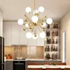 Żyrandole nowoczesne szklane szklane światła wisiorka prosta kreatywna lampa z żelaza do salonu do sypialni wystrój domu oświetlenie domowe
