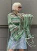 Pankaux pour femmes arc-en-ciel Pull en tassel tricoté Femmes d'automne Sleeve Crochet Cropped Feme Feme Coumor Couleur lâche 230811