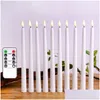 Candles 12Pcs Yellow Flickering Remote Led Plastic Flameless Taper Bougie For Dinner Party Decoration Drop Delivery Home Garden Dhobu