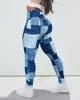 Women's Pants Denim Look Print High Waist Sports Leggings Women Skinny Slim Ankle Length Pencil Trousers Summer