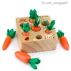 Pull Toys Nuovo Montessori Wooden Baby Toy Set con a forma di carota Cognizione Montessori Education Toy Toy Wooden Toy Z230814