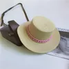 Visors Female Summer Candy Colors Girl Straw Hat Weaving Travel Beach Sunshade Sun Hat Flat Top Hat With Detachable Chain 230811