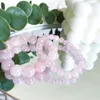 Strand Natural Stone Pink Quartz Crystal kralen Liefhebbers Vrouw Gift Sweet Reiki Healing Energy Bangles Girls Girls