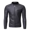 Herrjackor 2023 Autumn Winter Motorcykelrock Stand Up Collar Versatile Washable PU Leather 230812