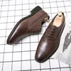 Отсуть обувь оксфордс обувь для мужчин Brown Black Business Lace-Up Pu Office Brogue Those обувь Zapatos de Vestir Hombre Mens Shoes 230811