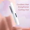 Schnurloses Haarglätter Curling-Eisen, 7,8 Zoll Mini Flat Iron Hair Glattnetz mit 3 Temperatur 20s schneller Heizung Anti-Scald, 2600 mAh USB Curling Eisen