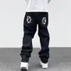 Pantalones para hombres Ropa perros estampados de calle Hombres Hip Hop Jeans hopgados Pantalones Y2K Ropa de mezclilla gótica Straight Goth Pantalones Vaqueros 230812