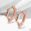 Boucles d'oreilles cerceaux Essff Rose Gold Color Green Stone pour femmes Boules d'oreilles en cercle géométrique à la mode