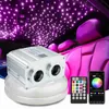 16W RGBW Dubbele kop auto Starry Sky Sky Twinkle Fiber Optic Star Plafond Kit Bluetooth Appcar Dak Starry Sky Sky Sky optisch licht HKD230812