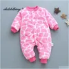 Rompers födda baby vinterkläder söta spädbarnsflickor utkläder jumpsuit för pojkar mjuk fleece varm 0-12 månad LJ201023 Drop Delivery Kids DHSU7