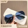 Fashionable polygonal metal men women with high quality enlarged blue sunglasses street photography and the trend of sunshades for travel