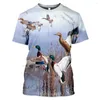 Heren t shirts 2023 dier 3D printen vintage top wilde kippen eenden patroon kleding korte mouwen snel droogmateriaal