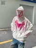 Erkek Hoodies Sweatshirts y2k fermuarlı hoodies Amerikan Gotik Örümcek Desen Büyük Boy Hoodies Erkekler ve Erkekler Punk Hip-Hop Gevşek Hoodies Street Wear 230811