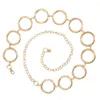 Cintos encantadores de vestido damas Decoração geométrica Big Circle Circle Chaist Chain Metal