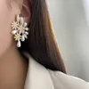 Stud Modna S925 Silver Flower Pearls Studs For Women Aaa Bling Cubic Zirconia Trendy Kolczyki 230811