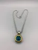 Pendant Necklaces Le Han Jewelry Silver Squar Colour Stone Neckalce With 18K Gold Plated 20mm