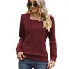 Frauen T -Shirts lässig lose Tees Hemd Langarm Square Neck Tunics Tops fallen