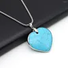 Pendant Necklaces 3 Kinds Natural Stone Blue Turquoise Geometry Shape Round Necklace For Women Girl Exquisite Charm Jewelry Gifts