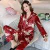 Pijama de seda de cetim de cetim feminino para mulheres de pijama de verão para mulheres impressão de roupas noturnas de roupas de noite