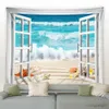 Tapestries Beach Outside The Window Printed Tapestry Sea Ocean Landscape Hippie Wall Hanging Tapestries Art Decor Blanket R230812