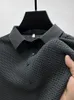 Herrpolos märke kläder sommaren mäns lop-up ihålig kortärmad polo skjorta is silke andningsbar affär mode golf t-shirt man 4xl 230812
