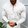 Men's Hoodies Men Long Sleeve Sweater Stylish Winter Pullover Warm Stand Collar Slim Fit Soft Elastic Cuffs For Comfort Zip Half-open