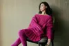 女性用セーター高品質のウールセーター女性2023ファッションローズレッドジャンパーロングストリートルーズプルオーバースパンイングスパンコール