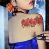 Temporary Tattoos 100pcs Wholesales Temporary Tattoos Sleeve Women Girl Beauty Body Arm Art Black Rose Flower Glitter Waterproof Tattoo Sticker 230811