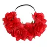 Fashion Women Bride Flowers Headband Mexican Style Rose Flower Crown Hairband Ladies Elastic Beach Hair Accessories Headband