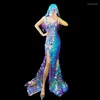 Сцены износ лазерные зеркальные блестки длинные платья модель модели костюм костюм банкет вечеринка вечерние платья Drag Queen Vdb6195302R