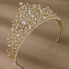 Clips de cheveux Bridal Princess Crystal Tiaras Couronnes Headwear Femmes Mariage Anniversaire Party Accessiories Vintage Rancai de couronne de joeufs Crown Gift