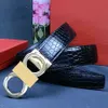 Designerbälten för män Kvinnor Real Leather Waistband Alligator Mönster Brev Buckle Belt Manlig kyskhet Topp Fashion Mens Belt grossist