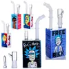 New Arrivial 8 inch Tall Juice Box Dab Rigs Colorful Stickers Cartton Glass Water Bong Shisha Square Box Bongs 14mm